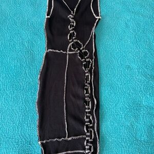 Black Dress with White Stitching